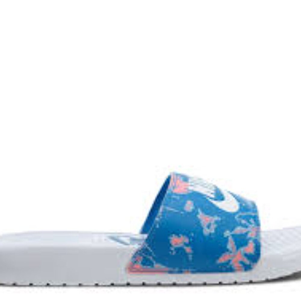 Nike Women's Blue Pink Benassi JDI Print Slip-On Slide Sandal Size 9‎
